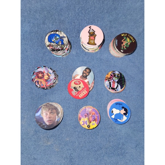 159 Vintage 90s Pogs Lot – Mixed Designs, Holo, Licensed & Generic Caps - Picture 4 of 5